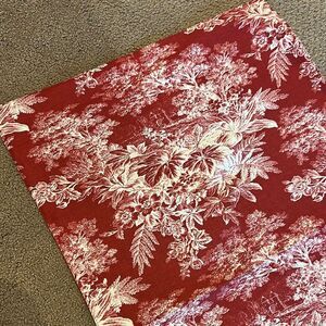 Pottery Barn White Red and White Floral Toile Fabric Table Runner - 106”